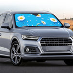 White Daisy Flower Print Car Windshield Sun Shade