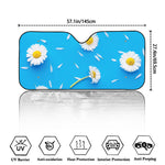 White Daisy Flower Print Car Windshield Sun Shade