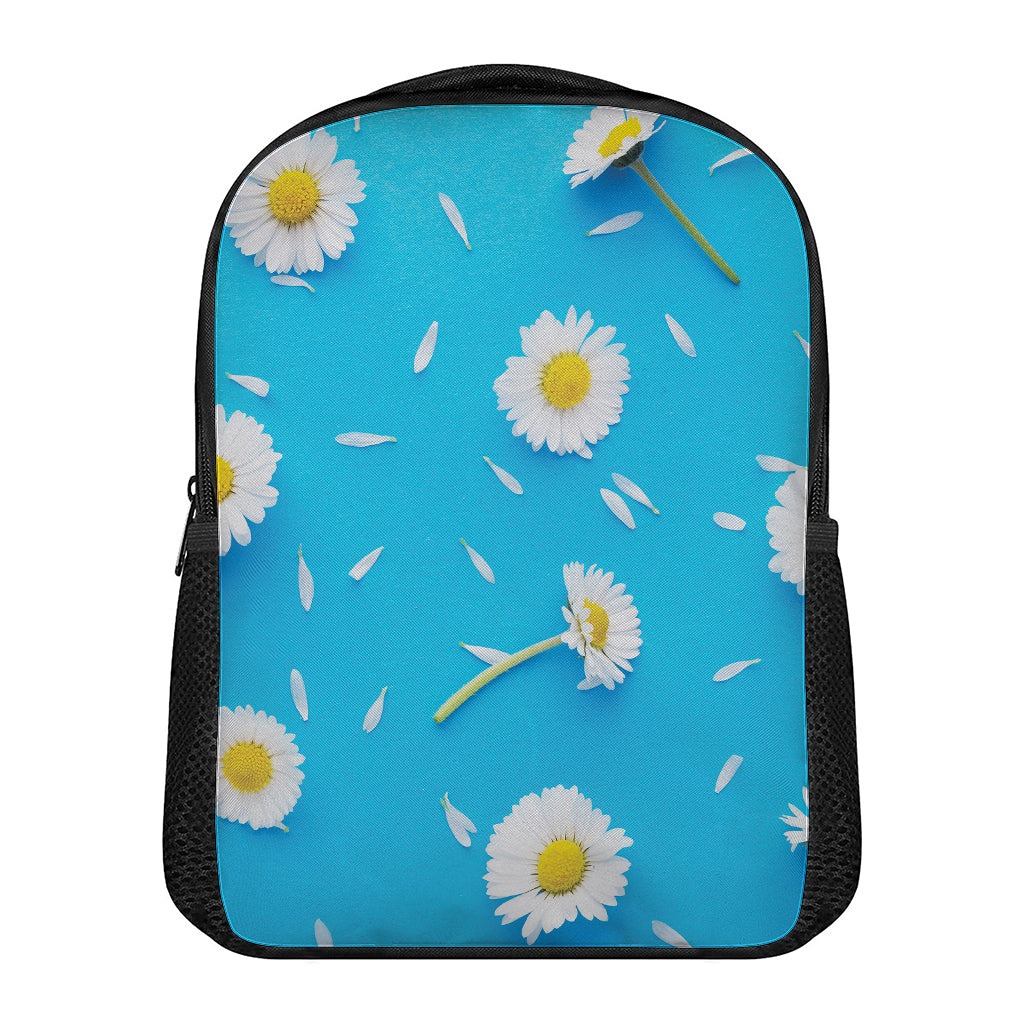 White Daisy Flower Print Casual Backpack