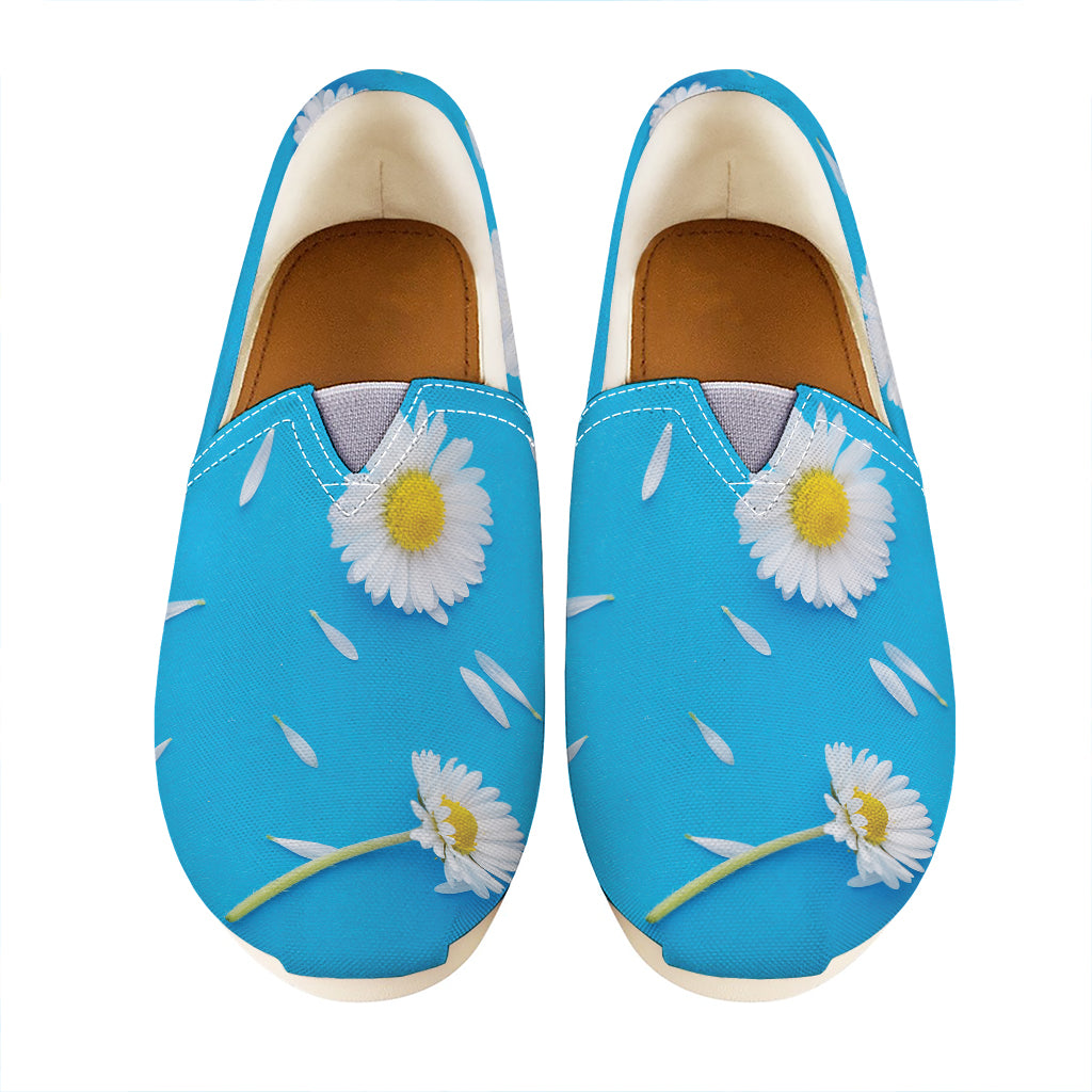 White Daisy Flower Print Casual Shoes