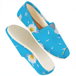 White Daisy Flower Print Casual Shoes