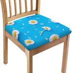 White Daisy Flower Print Chair Cushion Cover