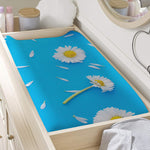 White Daisy Flower Print Changing Pad Cover