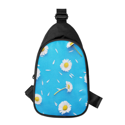 White Daisy Flower Print Chest Bag