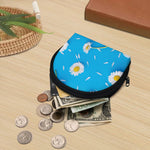 White Daisy Flower Print Coin Purse
