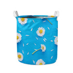 White Daisy Flower Print Collapsible Laundry Basket