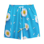 White Daisy Flower Print Cotton Shorts