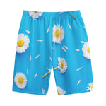 White Daisy Flower Print Cotton Shorts