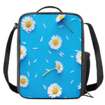 White Daisy Flower Print Crossbody Lunch Bag