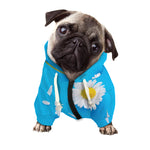 White Daisy Flower Print Dog Zip Up Hoodie