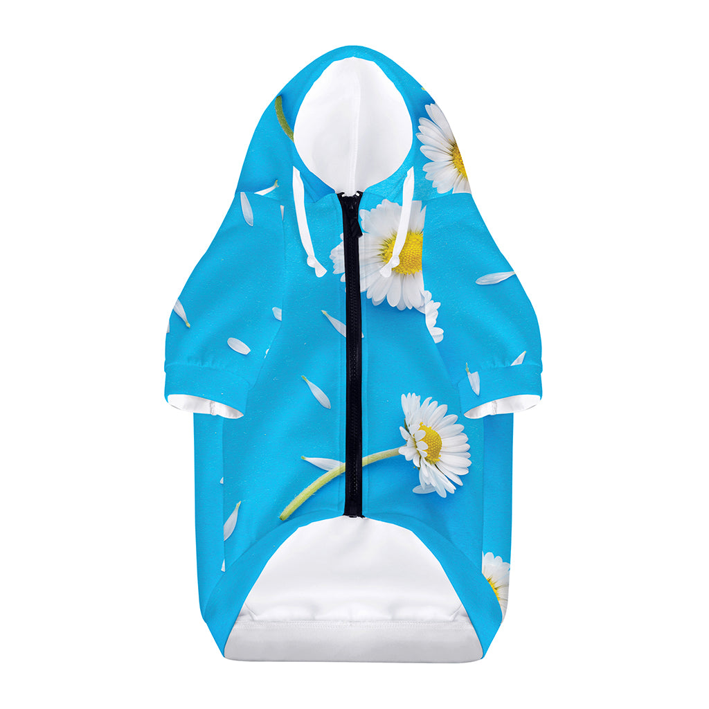 White Daisy Flower Print Dog Zip Up Hoodie