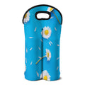 White Daisy Flower Print Double Neoprene Wine Tote