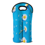 White Daisy Flower Print Double Neoprene Wine Tote