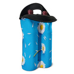 White Daisy Flower Print Double Neoprene Wine Tote