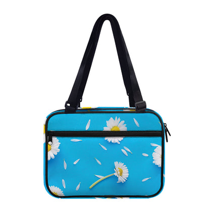 White Daisy Flower Print Double Strap Bible Bag