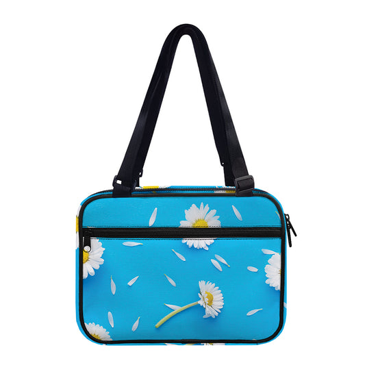 White Daisy Flower Print Double Strap Bible Bag