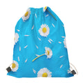 White Daisy Flower Print Drawstring Bag