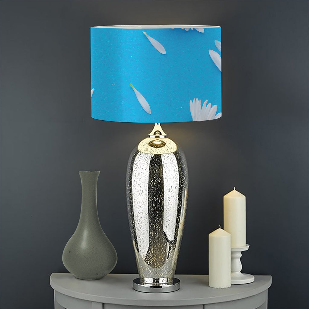 White Daisy Flower Print Drum Lamp Shade