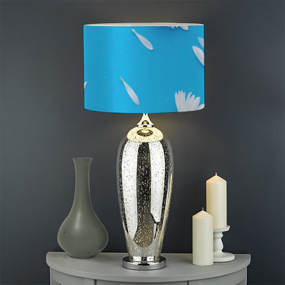 White Daisy Flower Print Drum Lamp Shade