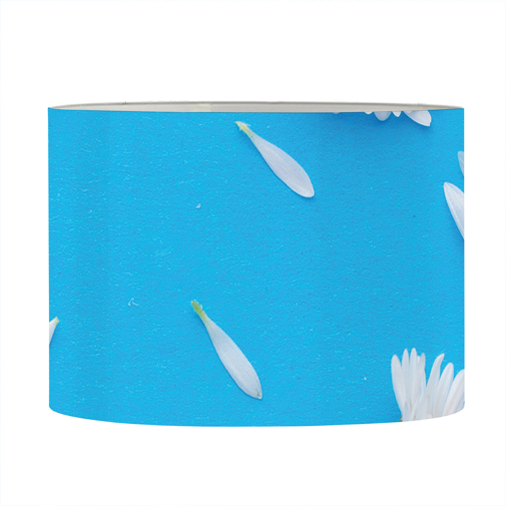 White Daisy Flower Print Drum Lamp Shade