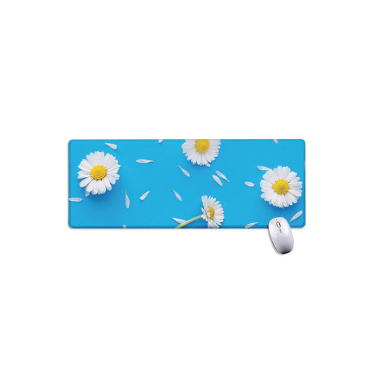 White Daisy Flower Print Extended Mouse Pad