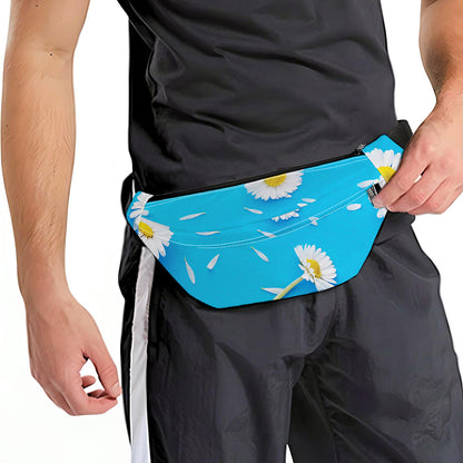 White Daisy Flower Print Fanny Pack