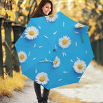 White Daisy Flower Print Foldable Umbrella