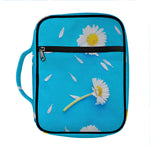 White Daisy Flower Print Front Pocket Bible Bag