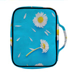 White Daisy Flower Print Front Pocket Bible Bag