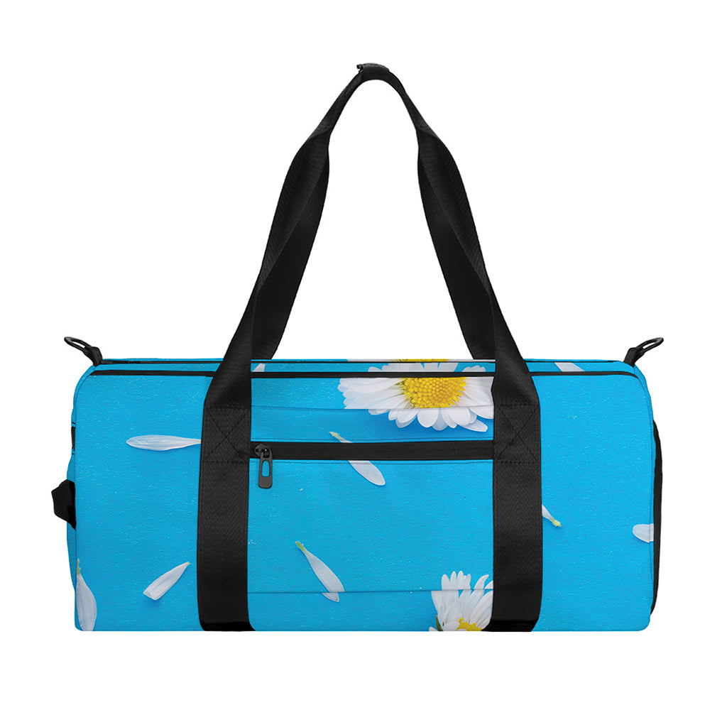 White Daisy Flower Print Gym Bag