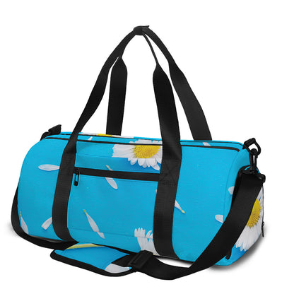 White Daisy Flower Print Gym Bag