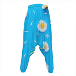 White Daisy Flower Print Hammer Pants
