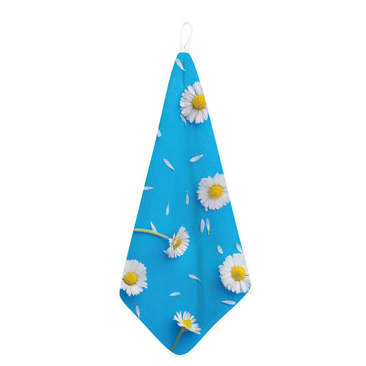 White Daisy Flower Print Hand Towel