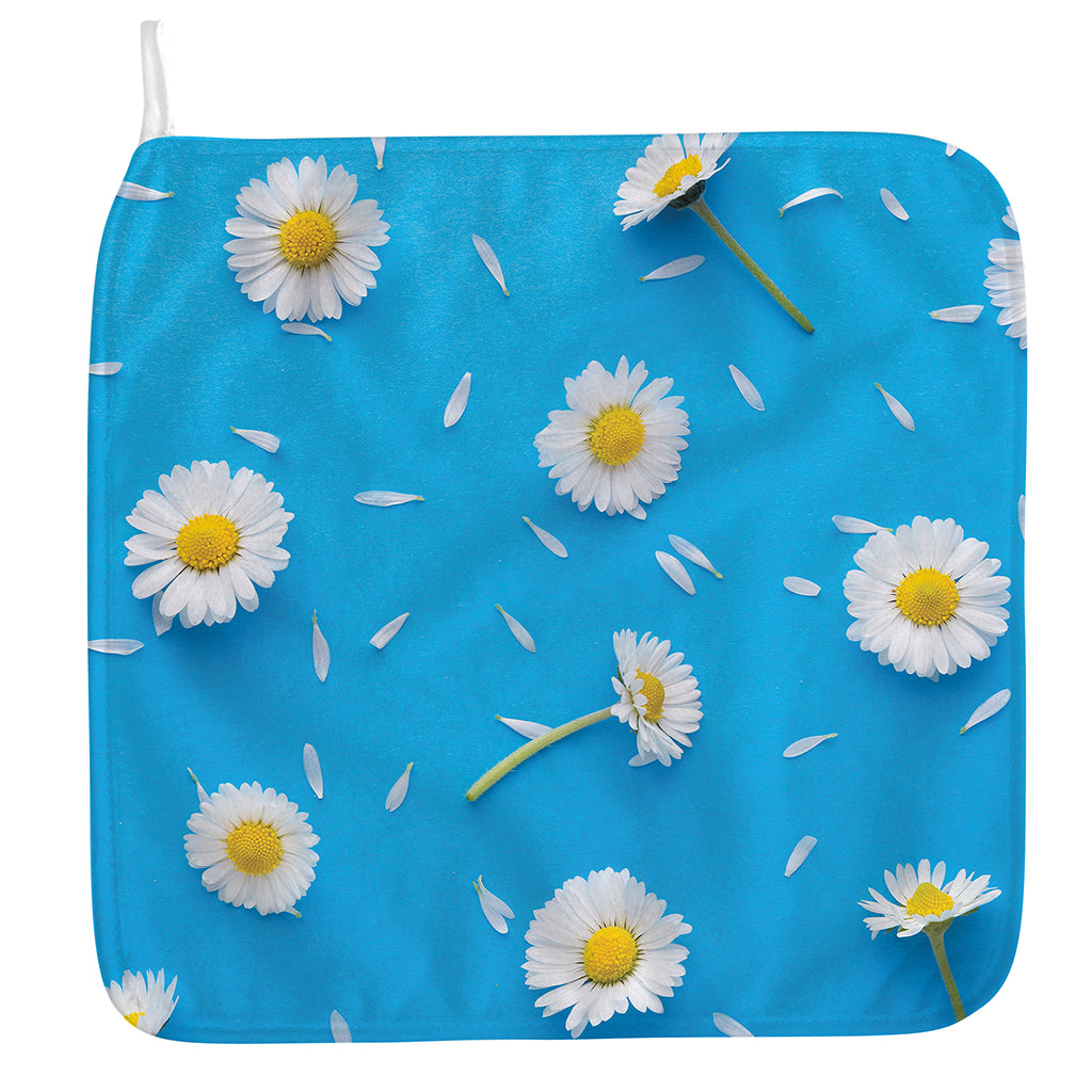 White Daisy Flower Print Hand Towel