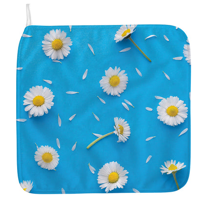 White Daisy Flower Print Hand Towel