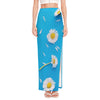 White Daisy Flower Print High Slit Maxi Skirt