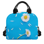 White Daisy Flower Print Insulated Lunch Bag