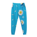 White Daisy Flower Print Jogger Pants