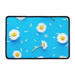 White Daisy Flower Print Kitchen Mat