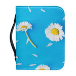 White Daisy Flower Print Leather Bible Cover
