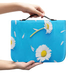 White Daisy Flower Print Leather Bible Cover