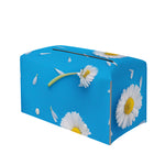 White Daisy Flower Print Leather Tissue Box Cover