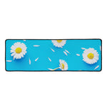 White Daisy Flower Print Long Kitchen Mat