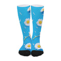 White Daisy Flower Print Long Socks