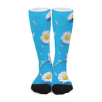 White Daisy Flower Print Long Socks