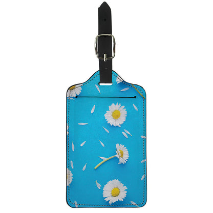 White Daisy Flower Print Luggage Tag