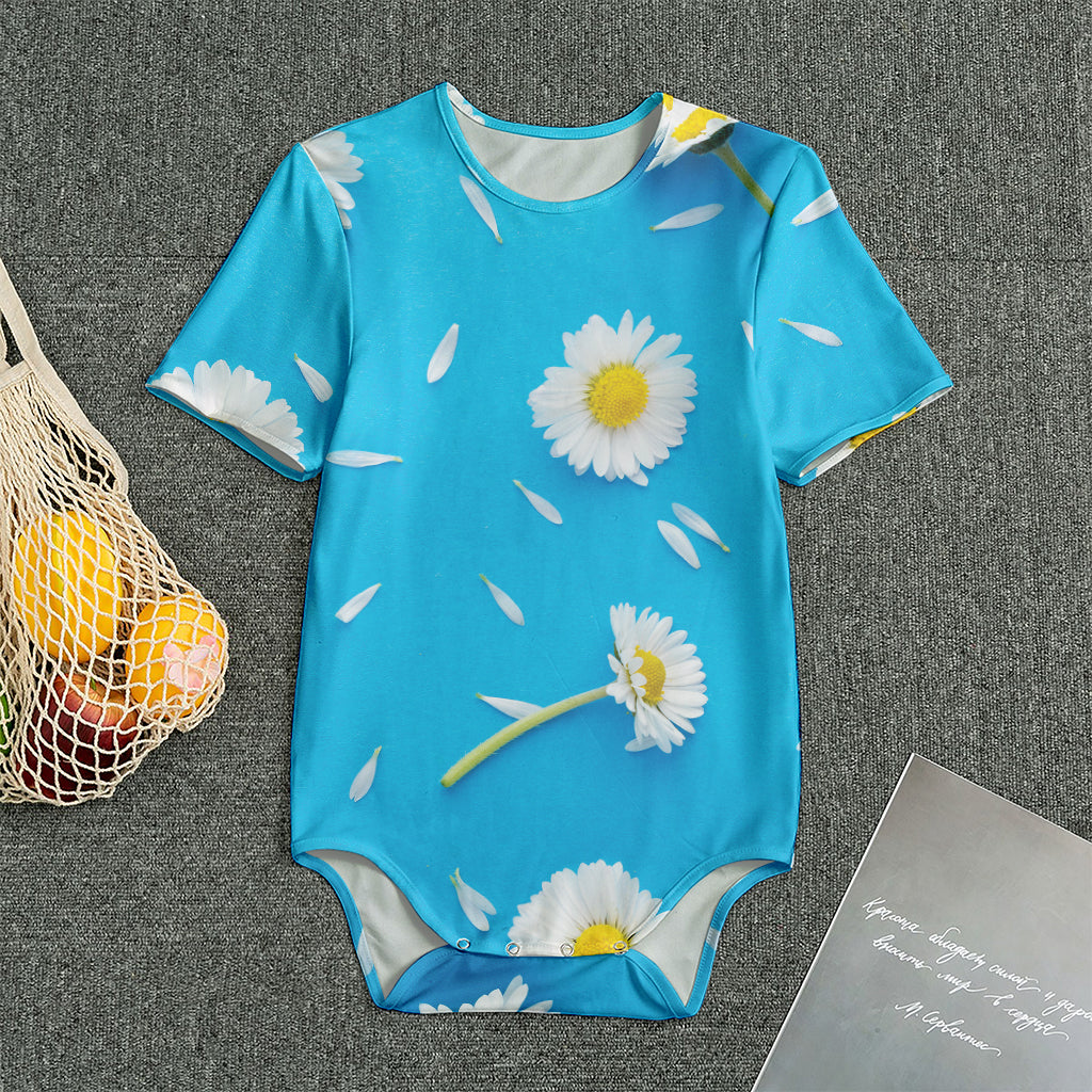 White Daisy Flower Print Men's Bodysuit