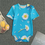 White Daisy Flower Print Men's Bodysuit