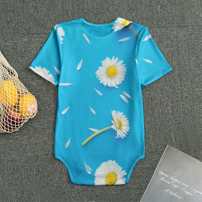 White Daisy Flower Print Men's Bodysuit