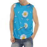 White Daisy Flower Print Men's Fitness Tank Top
